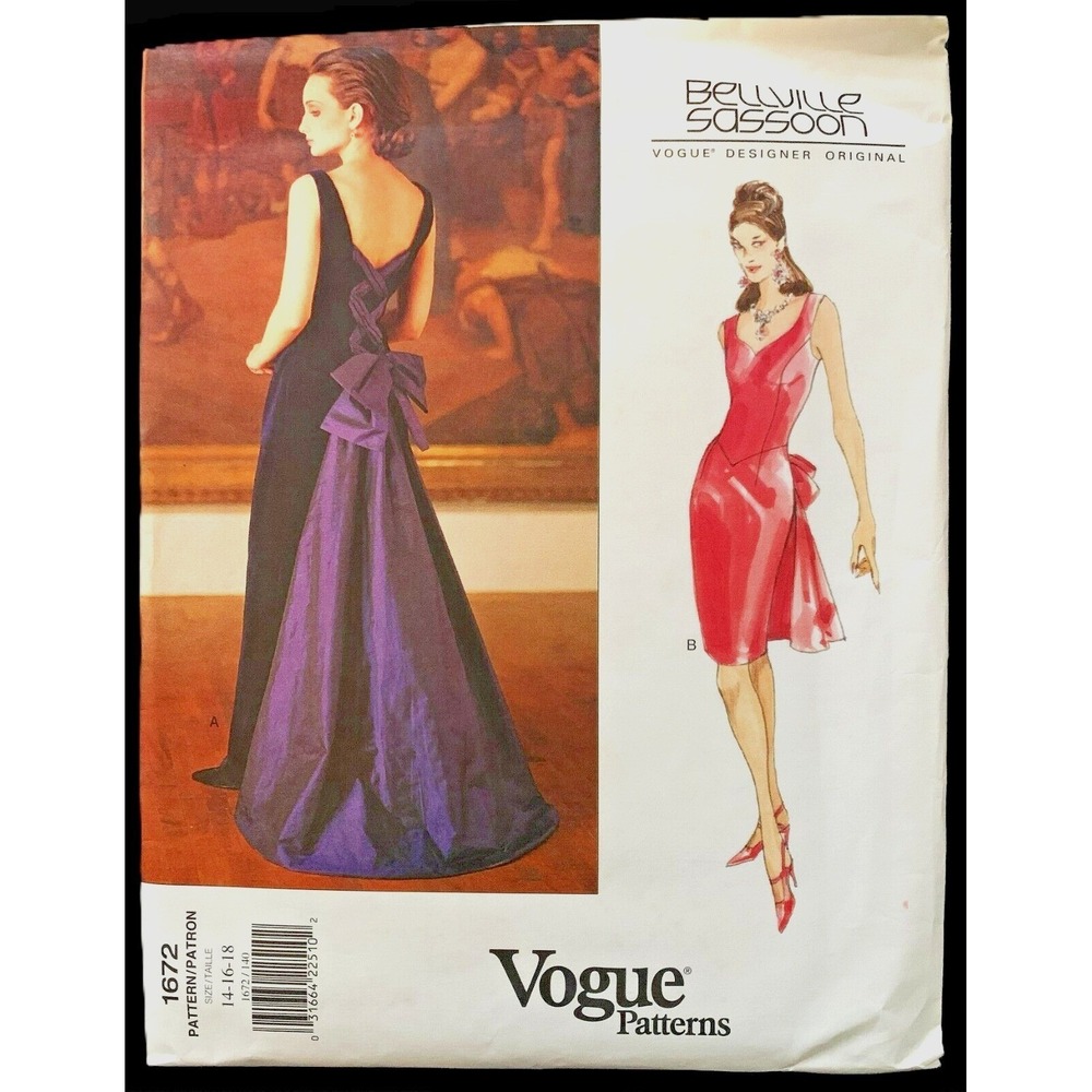Vogue BELLVILLE-SASSOON Designer Evening Bride Cocktail Gown Train Feature 14-18